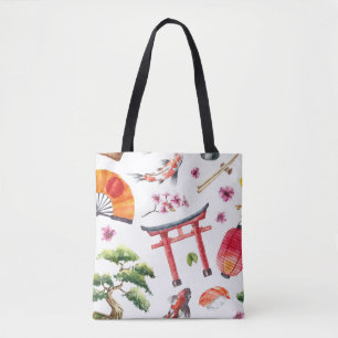 Bolso De Tela Textura de color marrón de los elementos japoneses