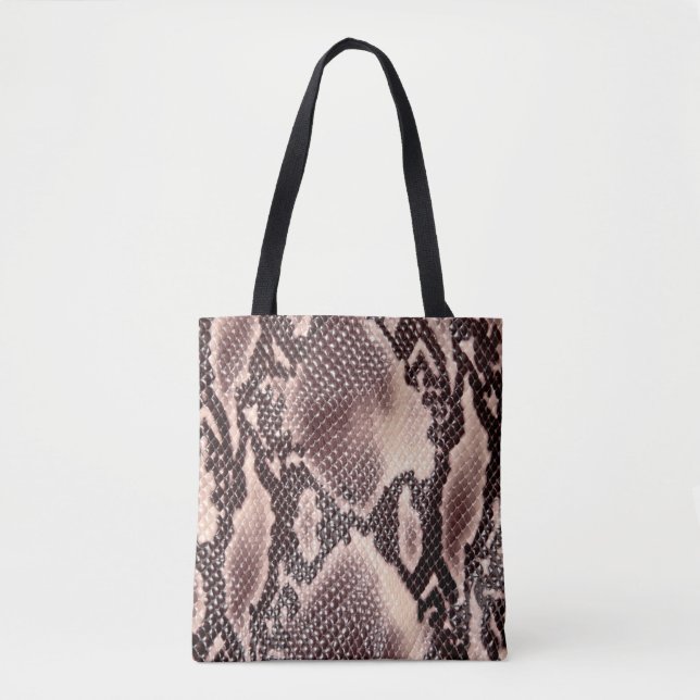 Bolso De Tela Textura de cuero de serpiente marrón (Anverso)