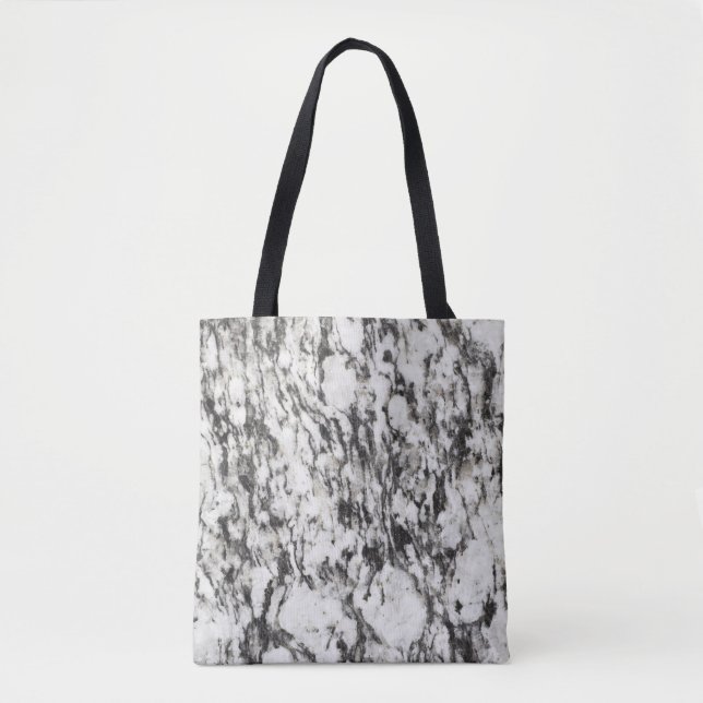Bolso De Tela Textura de granito | Fondo de mármol negro (Anverso)