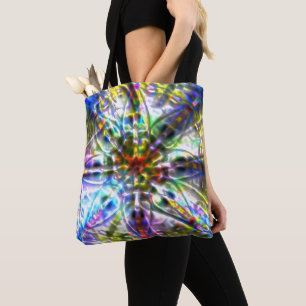 Bolso De Tela Textura de grano blanco con cuadros de colores lla