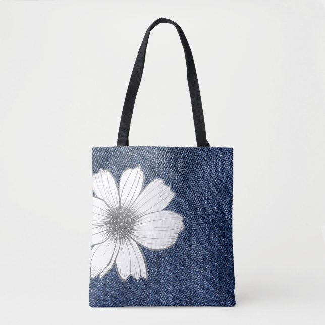 Bolso De Tela Textura de jeans florales (Anverso)