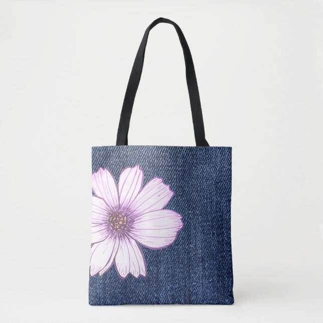 Bolso De Tela Textura de jeans florales (Anverso)