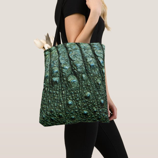 Bolso De Tela Textura de la piel del lagarto verde (Detalle)
