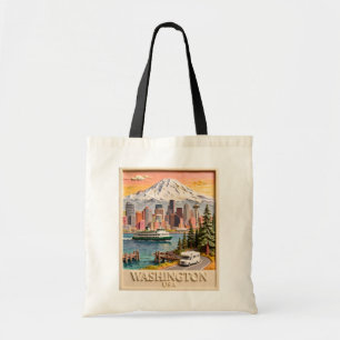 Bolso De Tela Textura de la silueta de la ciudad de Seattle, Was