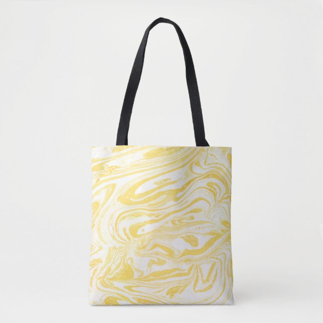 Bolso De Tela Textura de mármol amarillo. Dibujo de mano (Anverso)