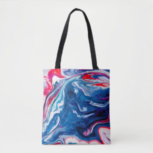 Bolso De Tela Textura de mármol azul rojo