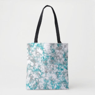 Bolso De Tela Textura de mármol gris y blanco turquesa