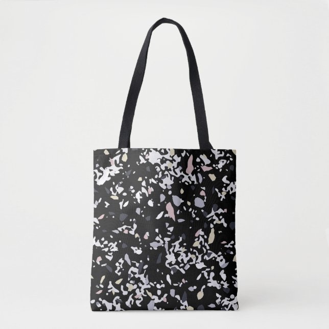 Bolso De Tela Textura de mármol negra (Anverso)
