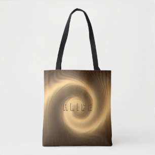 Bolso De Tela Textura de oro del remolino. Monograma