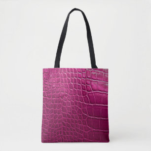 Bolso De Tela Textura de piel de cocodrilo rosa