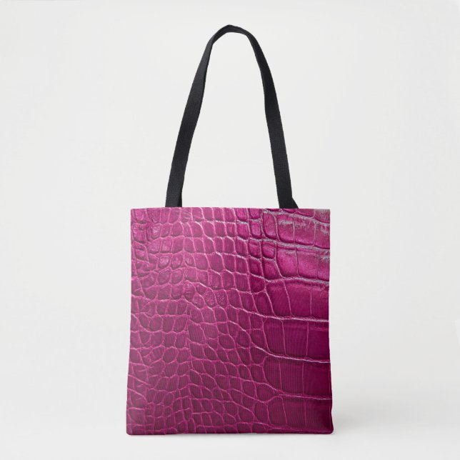 Bolso De Tela Textura de piel de cocodrilo rosa (Anverso)