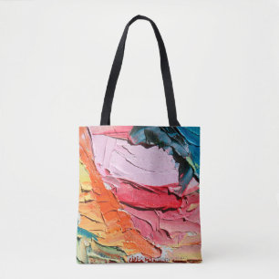 Bolso De Tela Textura de pintura de aceite multicolor. Retroceso