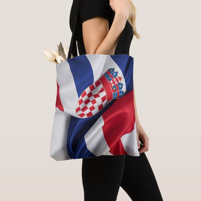 Bolso De Tela Textura de seda de la bandera de Croacia (Detalle)