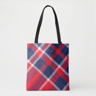 Bolso De Tela Textura de tela roja y azul a lana a cuadros