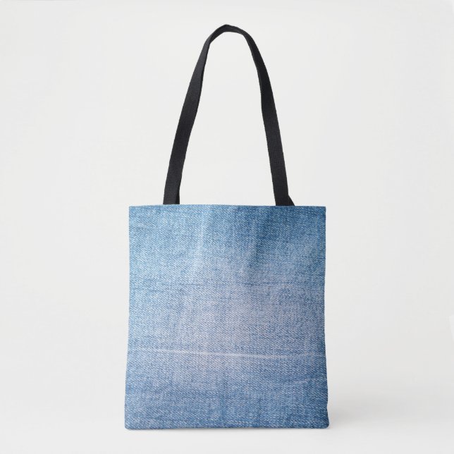 Bolso De Tela Textura de vaqueros de denim azul (Anverso)