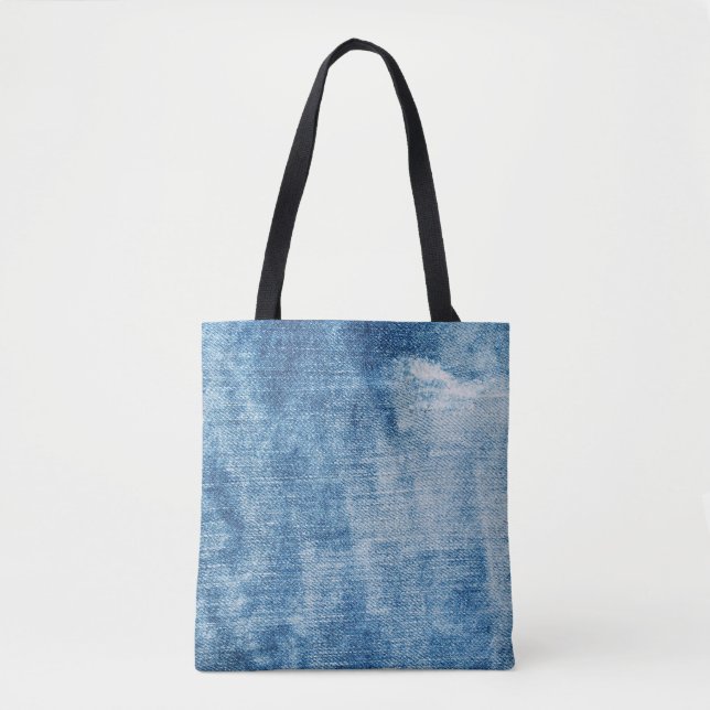 Bolso De Tela Textura de vaqueros de denim azul (Anverso)