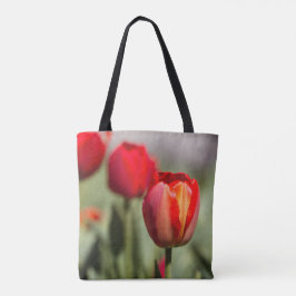Bolso De Tela Textura dual del tulipán rojo
