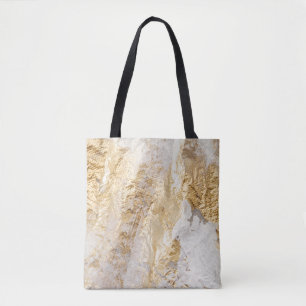 Bolso De Tela Textura pintada con pincel de oro blanco.