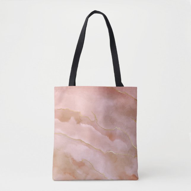 Bolso De Tela Textura rosa de oro de mármol líquido (Anverso)