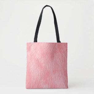 Bolso De Tela Textura suave de pieles de lana rosada