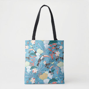 Bolso De Tela Textura tropical con Toucans y los colibríes