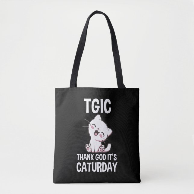 Bolso De Tela TGIC Thank God It's Caturday (Anverso)
