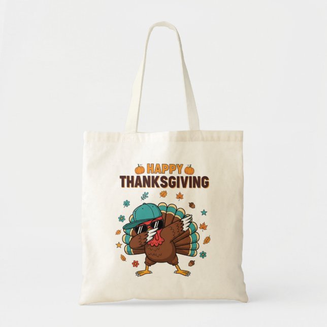 Bolso De Tela Thanksgiving Dabbing Turkey (Frente)