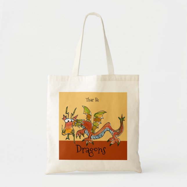 Bolso De Tela Thar Be Dragons (Frente)