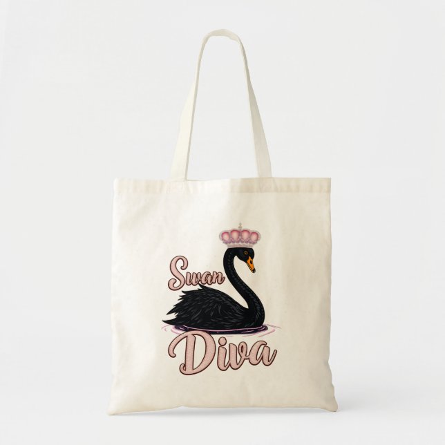 Bolso De Tela The black swan, queen of the water.  (Frente)