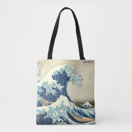 Bolso De Tela The Great Wave – Katsushika Hokusai – Custom Text