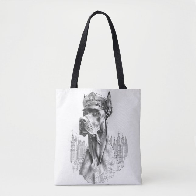 Bolso De Tela The Guardian: Marble Great Dane Police Do Tote Bag (Anverso)