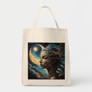 Bolso De Tela "The Lunar Oracle"-Celestial Moon Goddess Tote Bag