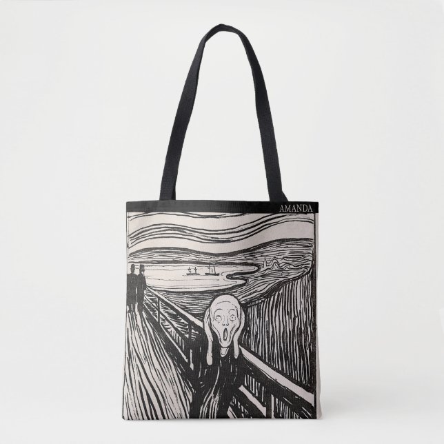 Bolso De Tela The Scream – Edvard Munch – Custom Text  (Anverso)