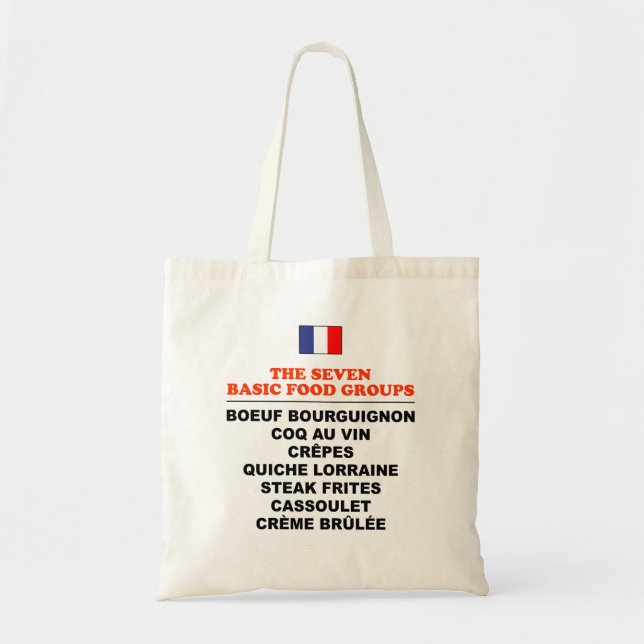 Bolso De Tela The Seven Basic Food Groups Funny French (Frente)