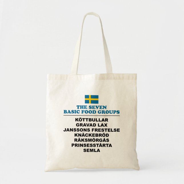 Bolso De Tela The Seven Basic Food Groups Funny Swedish (Frente)
