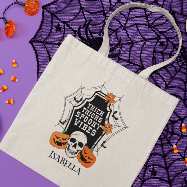 Bolso De Tela Thick Thighy Spooky Vibes Halloween Personalizado (Subido por el creador)