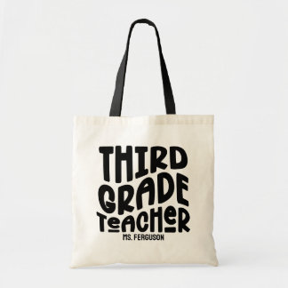 Bolso De Tela Third Grade Teacher Black Typography Design