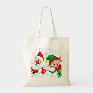 Bolso De Tela Thumbup de caracteres de Navidades de Santa y Elf