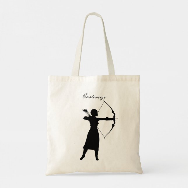 Bolso De Tela Thunder_Cove, arquera femenina Silhouette (Reverso)