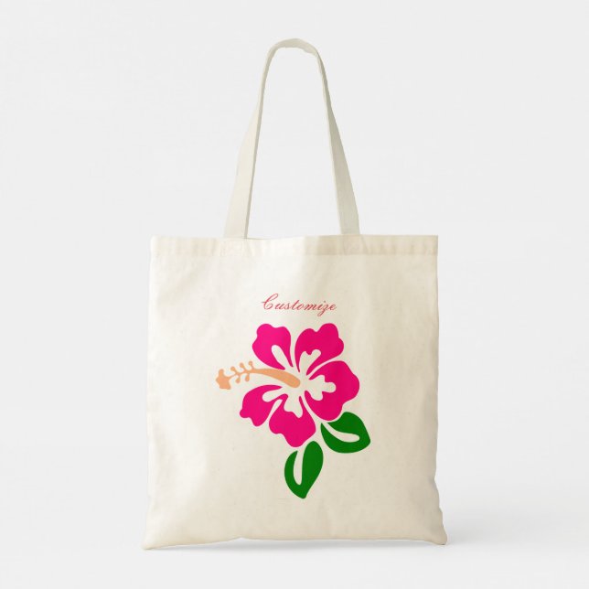 Bolso De Tela Thunder_Cove de flor rosada tropical hibiscus (Reverso)