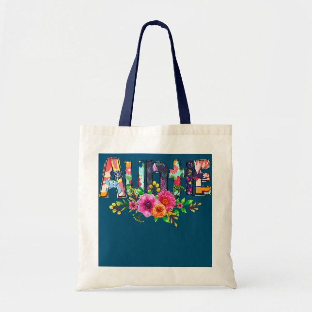 Bolso De Tela Tía Con Mariposas Flor Nueva Tía (Frente)
