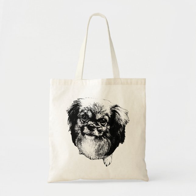 Bolso De Tela Tibetan Spaniel Tote – Ink Dog Portrait Art (Frente)