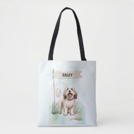 Bolso De Tela Tibetan Terrier Watercolor Personalized Dog