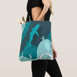 Bolso De Tela Tiburón genial y arte abstracto de tortuga