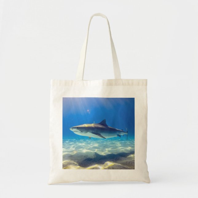 Bolso De Tela Tiburón nadando Agua del Océano Azul (Frente)