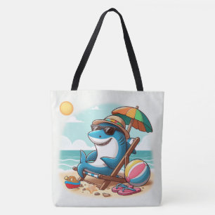 Bolso De Tela Tiburón personalizado lindo costero/playa