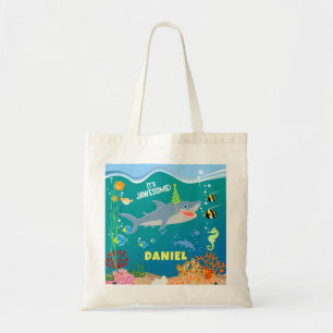 Bolso De Tela Tiburón sonriente bajo el mar niño Partido Cumplea