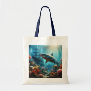 Bolso De Tela Tiburón tigre costero/naútico y arrecife de coral