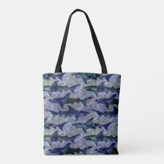 Bolso De Tela Tiburones en el modelo azul profundo del mar