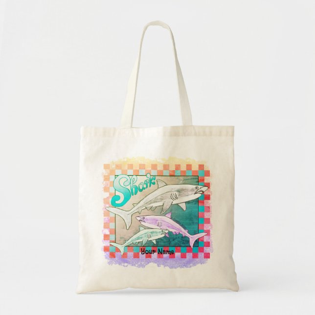 Bolso De Tela Tiburones retro (Frente)